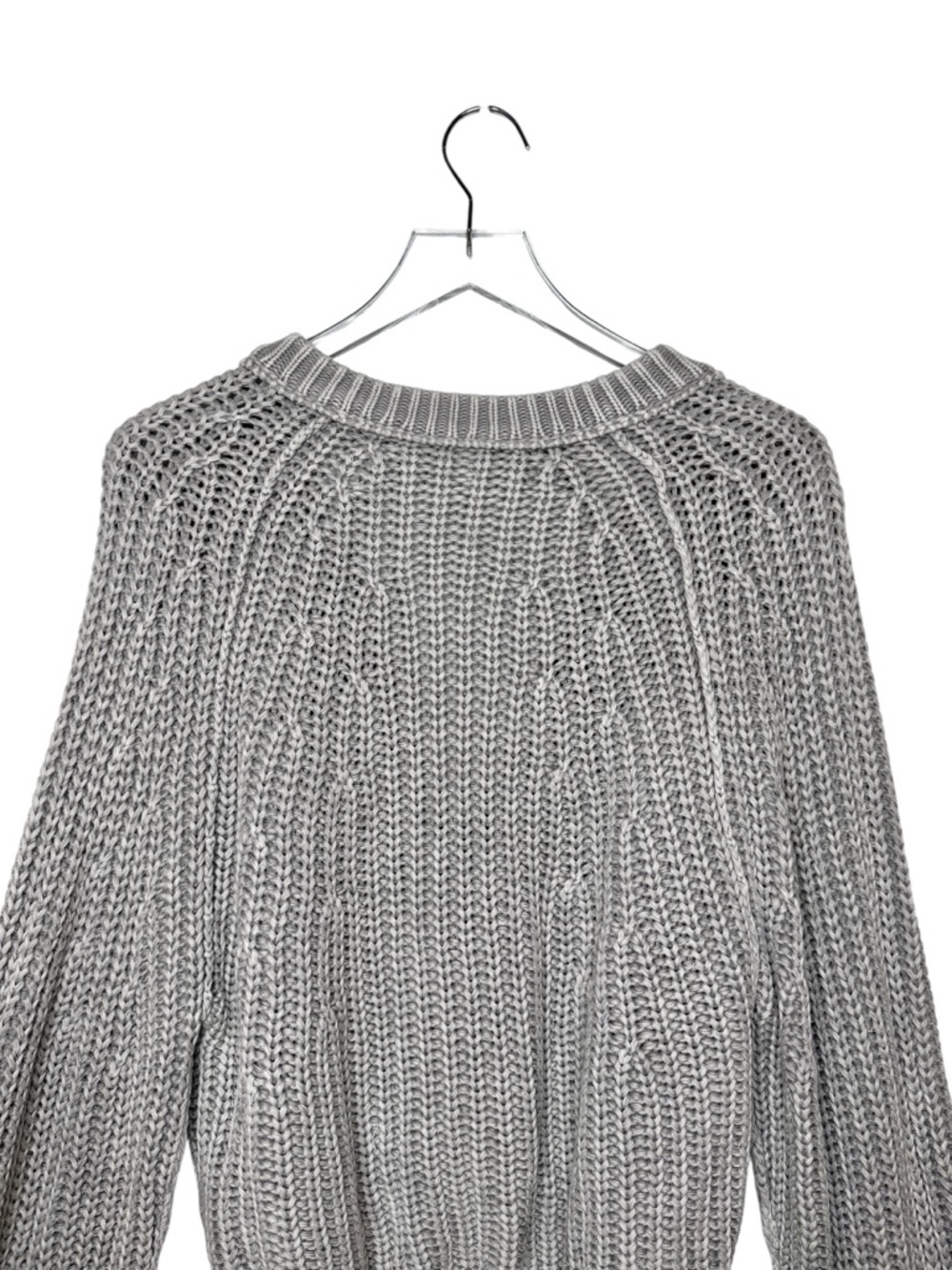 Free People Sweet Nothing Gray Chunky Women’s Cropped Cardigan Sweater Sz L - Picture 12 of 13